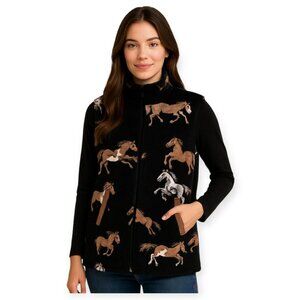 Cavallo Reversible Horse Print Full Zip Equestrian Vest Womens Size Large